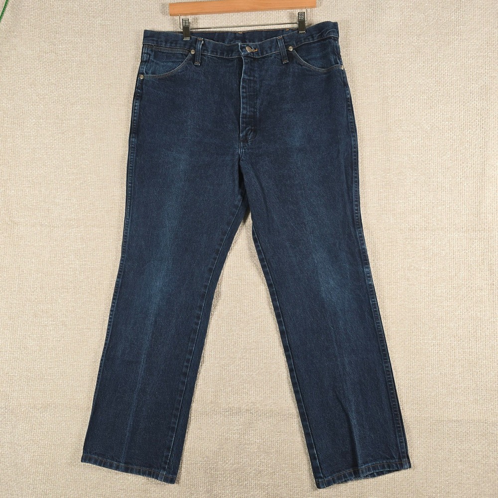 VTG Wrangler Mens 933SEDD Dark Wash Denim Jeans 38x30 Cowboy Cut Boot Zipper
